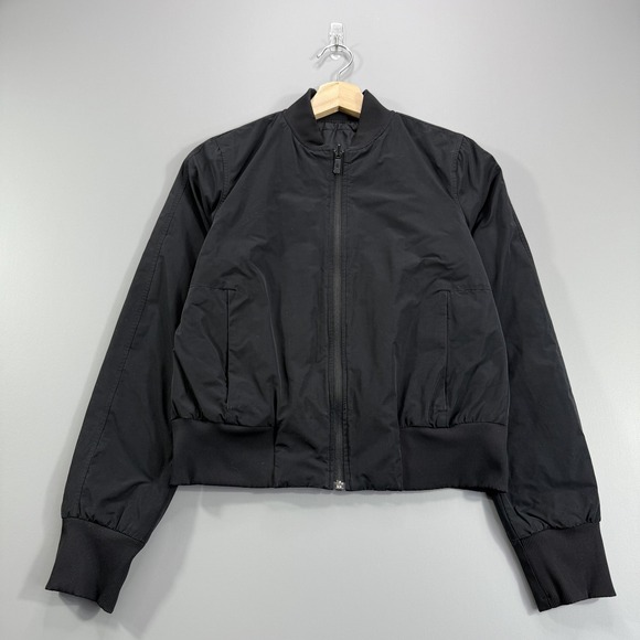 lululemon athletica Jackets & Blazers - Lululemon Jacket Womens 4 Black Reversible Bomber Puffer Zip Pockets Athletic